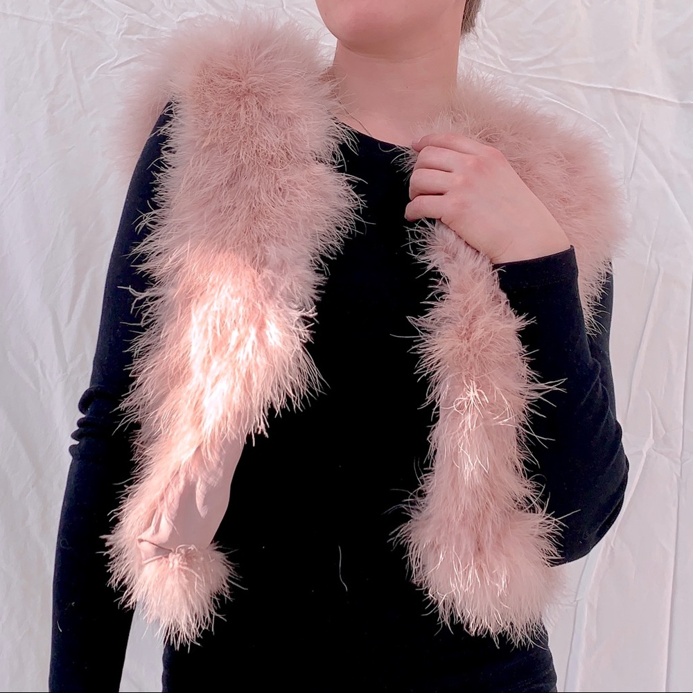 BCBG pink feather vest
